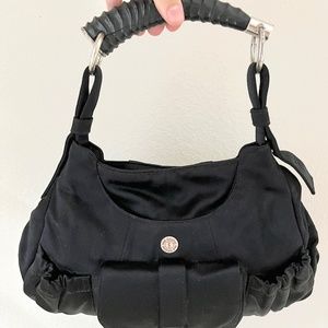 Yves Saint Laurent Black Silk Buckle Handbag
